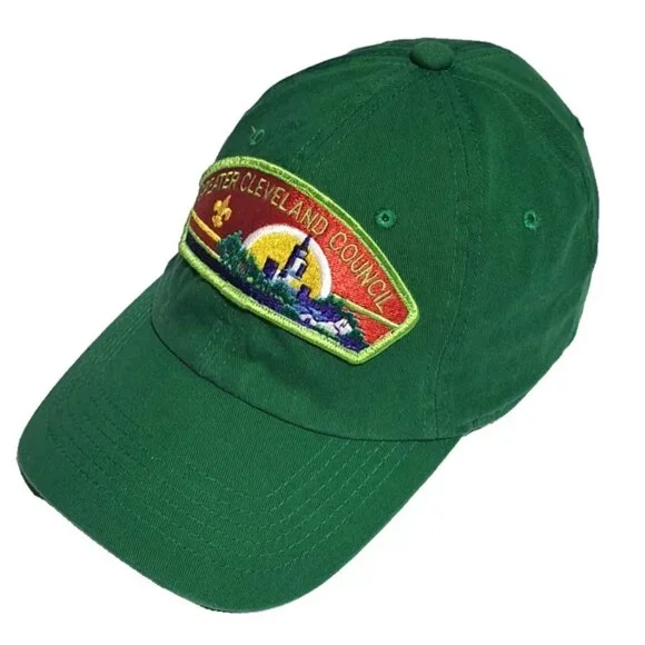 GREATER CLEVELAND COUNCIL HAT EMBROIDERED PATCH STRAP ADJUST GREEN CURVEBRIM CAP - Picture 1 of 7